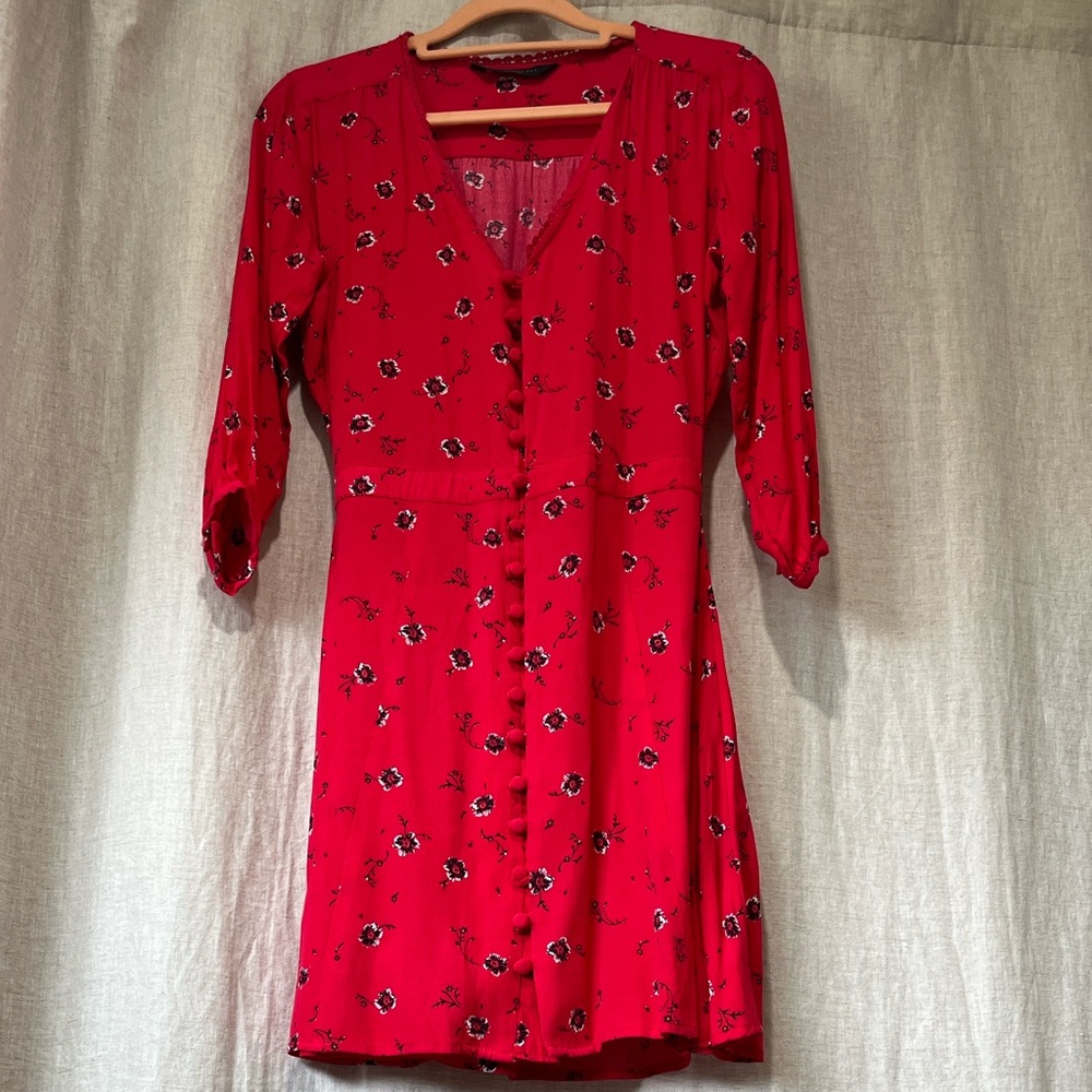 Knot Sisters Red Floral Mini Dress